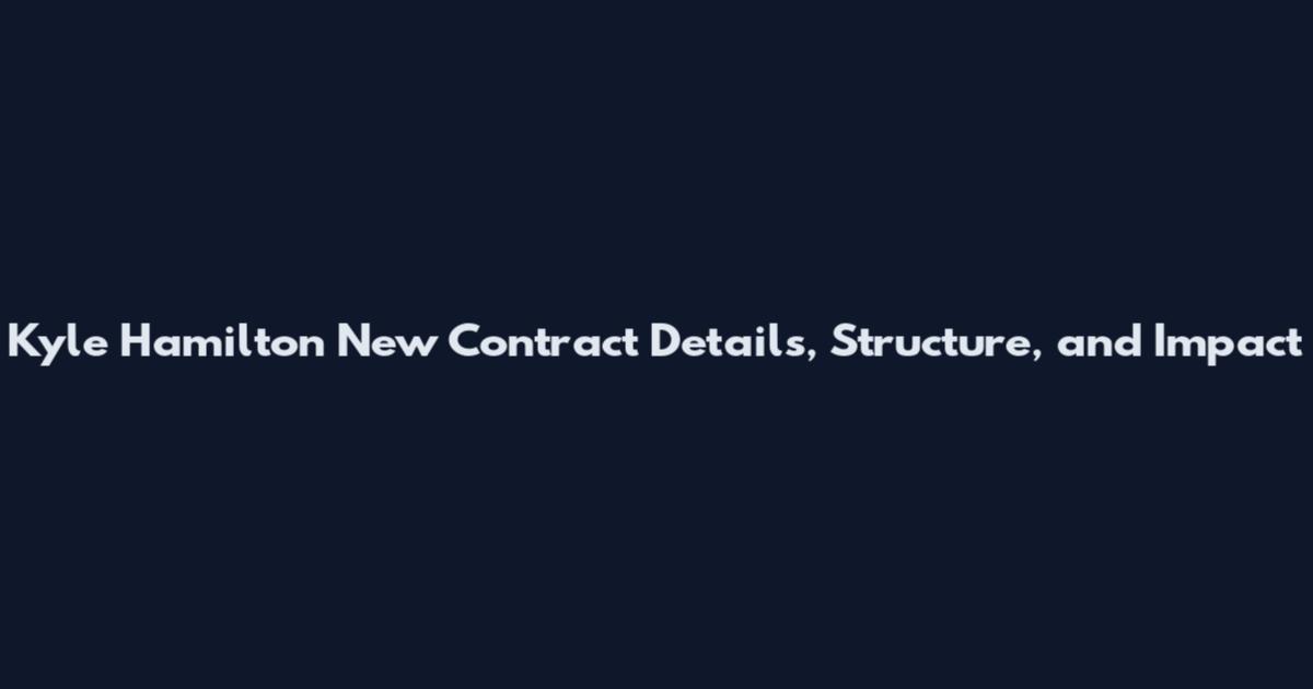 Kyle Hamilton New Contract Details, Structure, and Impact