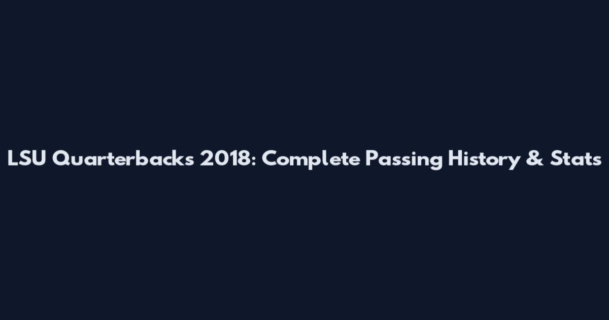 LSU Quarterbacks 2018: Complete Passing History & Stats