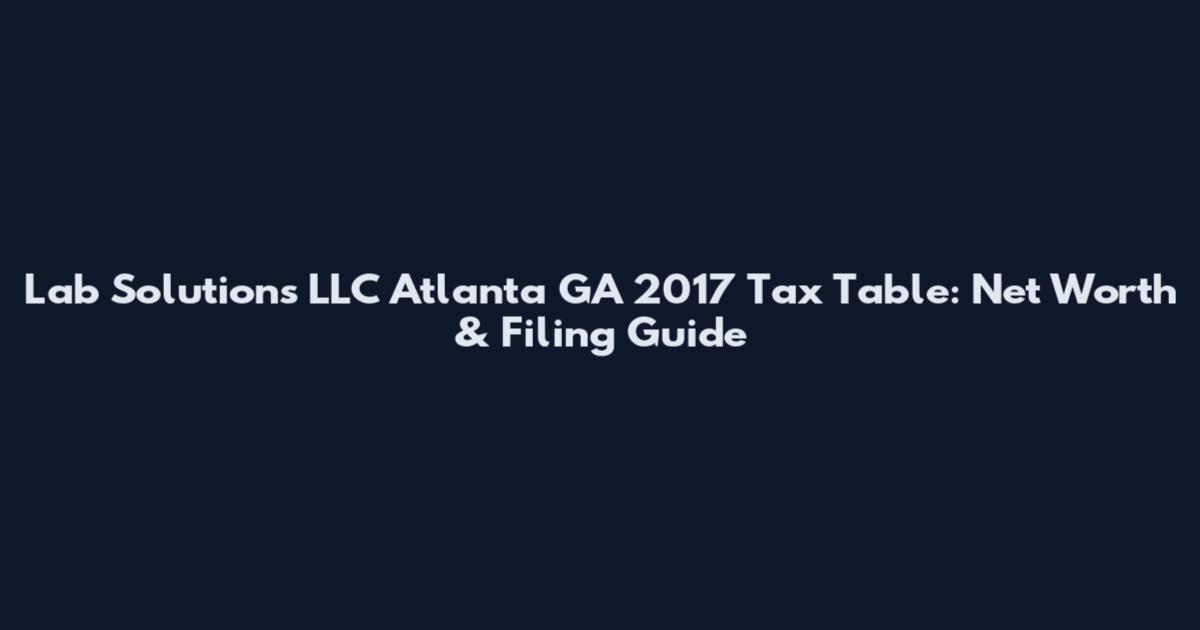 Lab Solutions LLC Atlanta GA 2017 Tax Table: Net Worth & Filing Guide