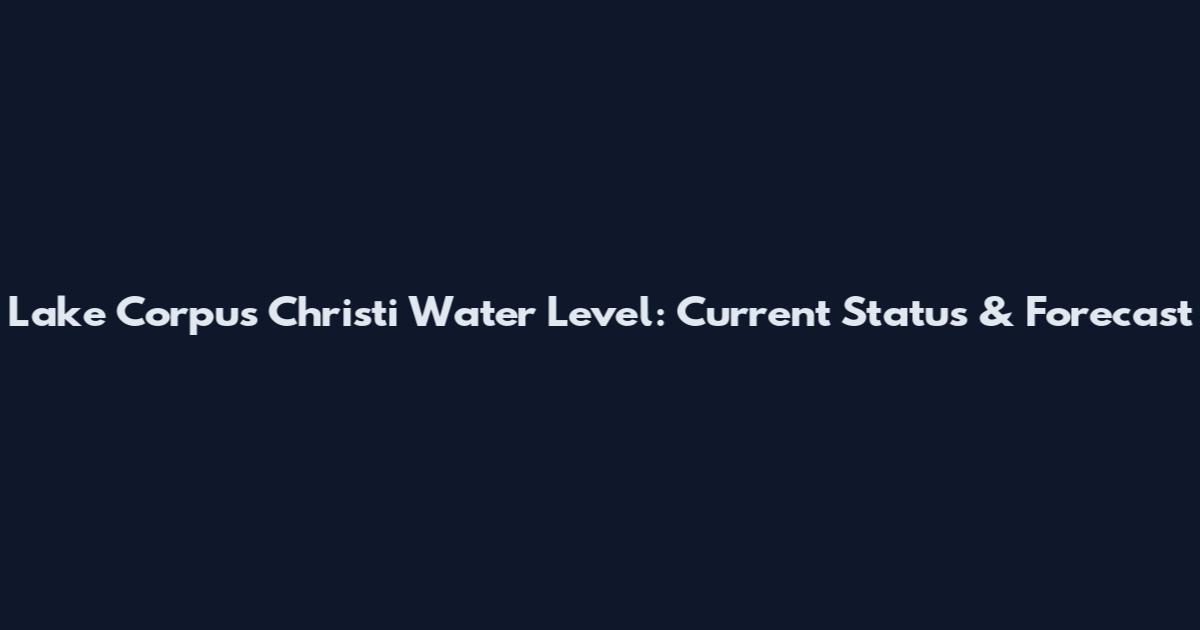 Lake Corpus Christi Water Level: Current Status & Forecast
