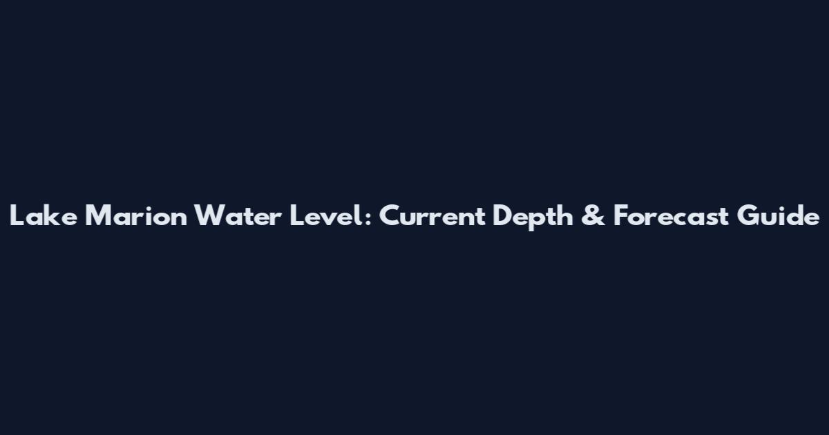 Lake Marion Water Level: Current Depth & Forecast Guide