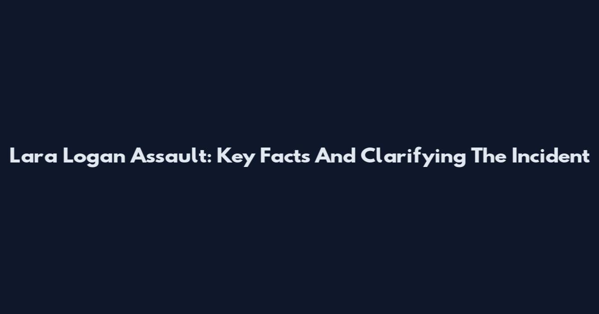 Lara Logan Assault: Key Facts And Clarifying The Incident