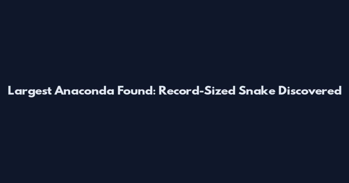 Largest Anaconda Found: Record-Sized Snake Discovered
