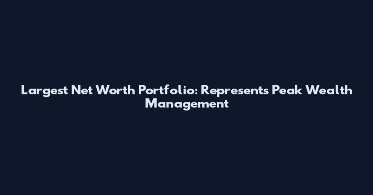 Largest Net Worth Portfolio: Represents Peak Wealth Management