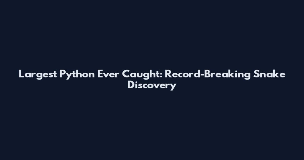 Largest Python Ever Caught: Record-Breaking Snake Discovery