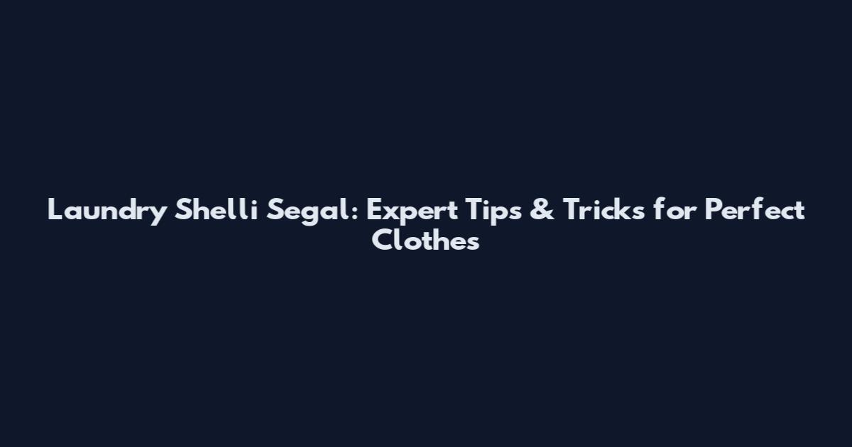 Laundry Shelli Segal: Expert Tips & Tricks for Perfect Clothes