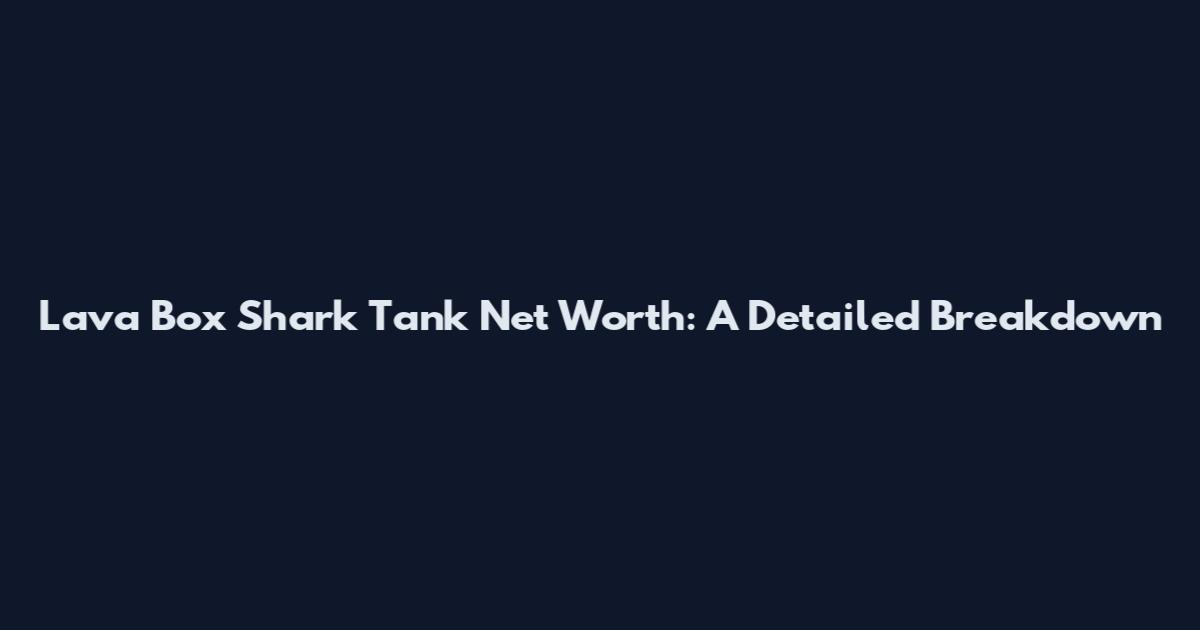 Lava Box Shark Tank Net Worth: A Detailed Breakdown