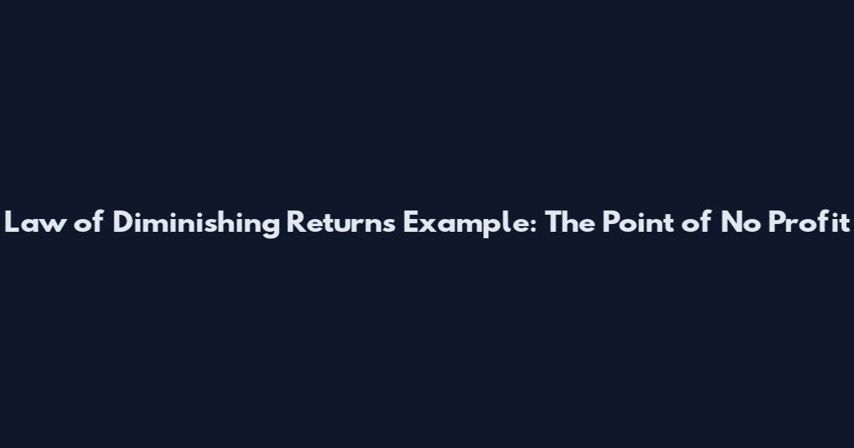 Law of Diminishing Returns Example: The Point of No Profit