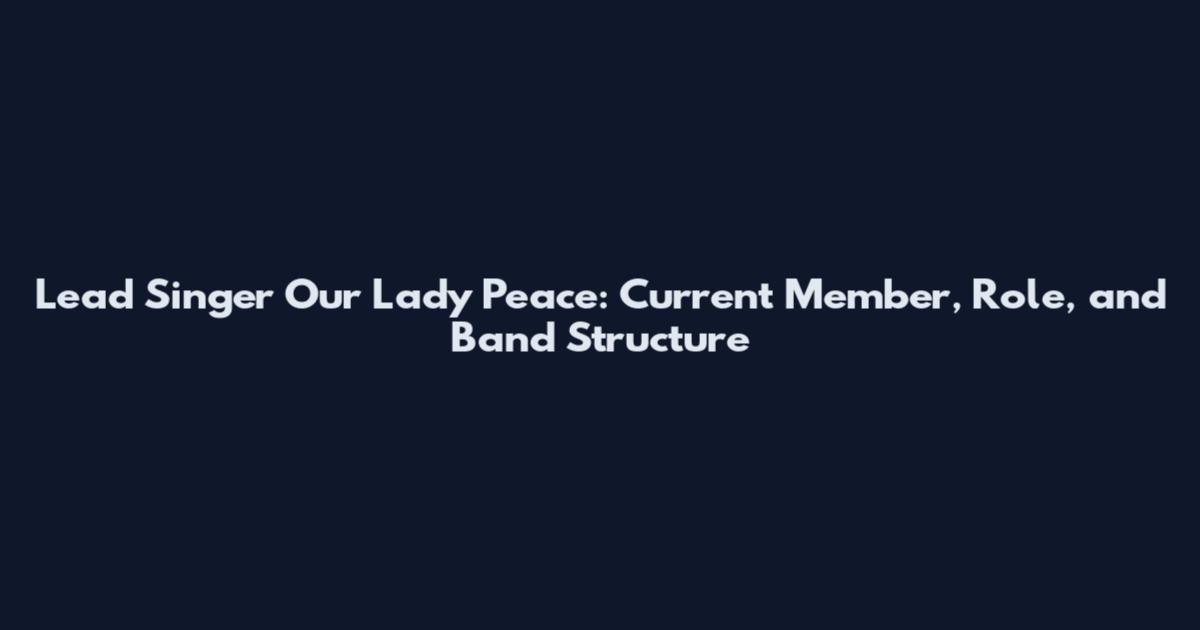 Lead Singer Our Lady Peace: Current Member, Role, and Band Structure