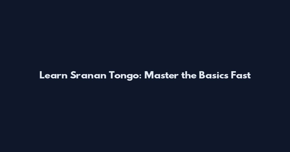 Learn Sranan Tongo: Master the Basics Fast