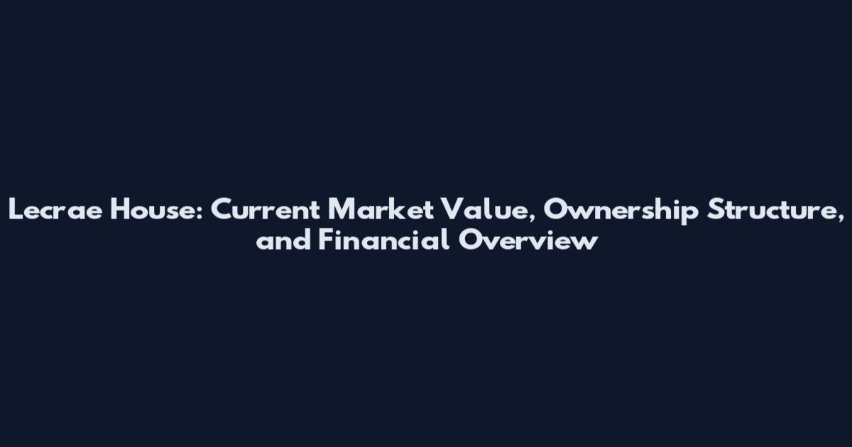 Lecrae House: Current Market Value, Ownership Structure, and Financial Overview