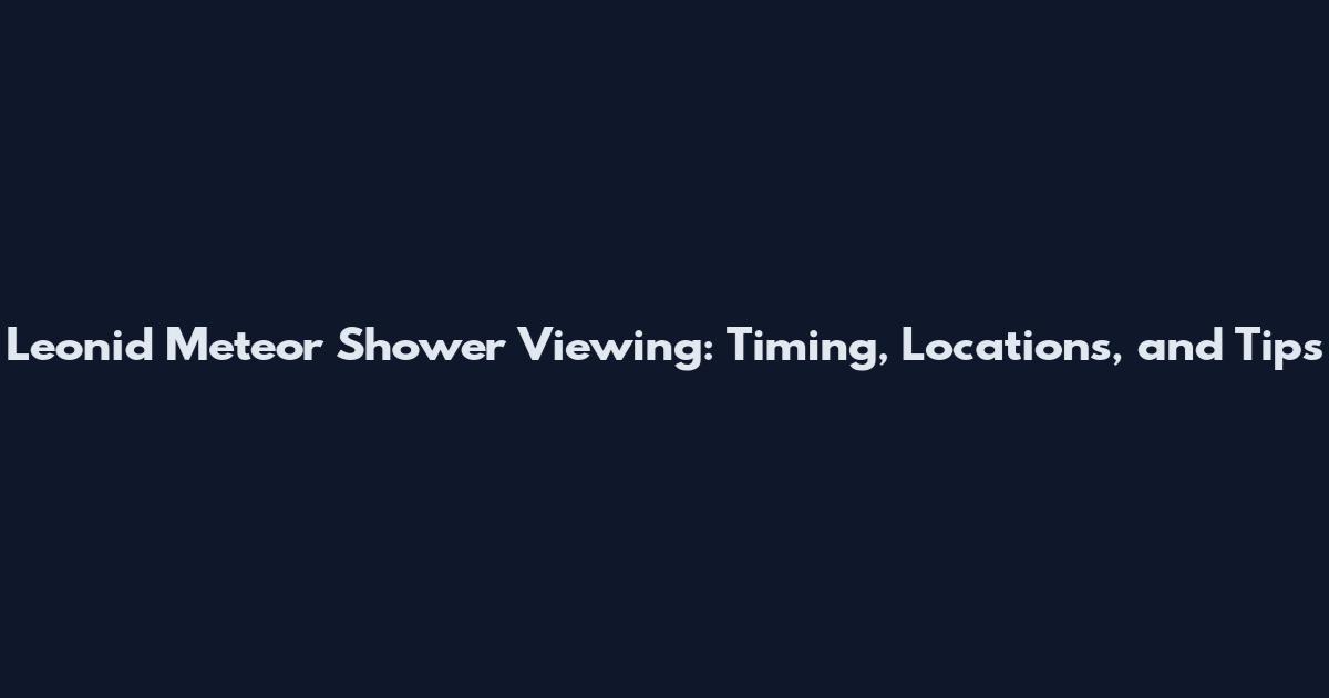 Leonid Meteor Shower Viewing: Timing, Locations, and Tips