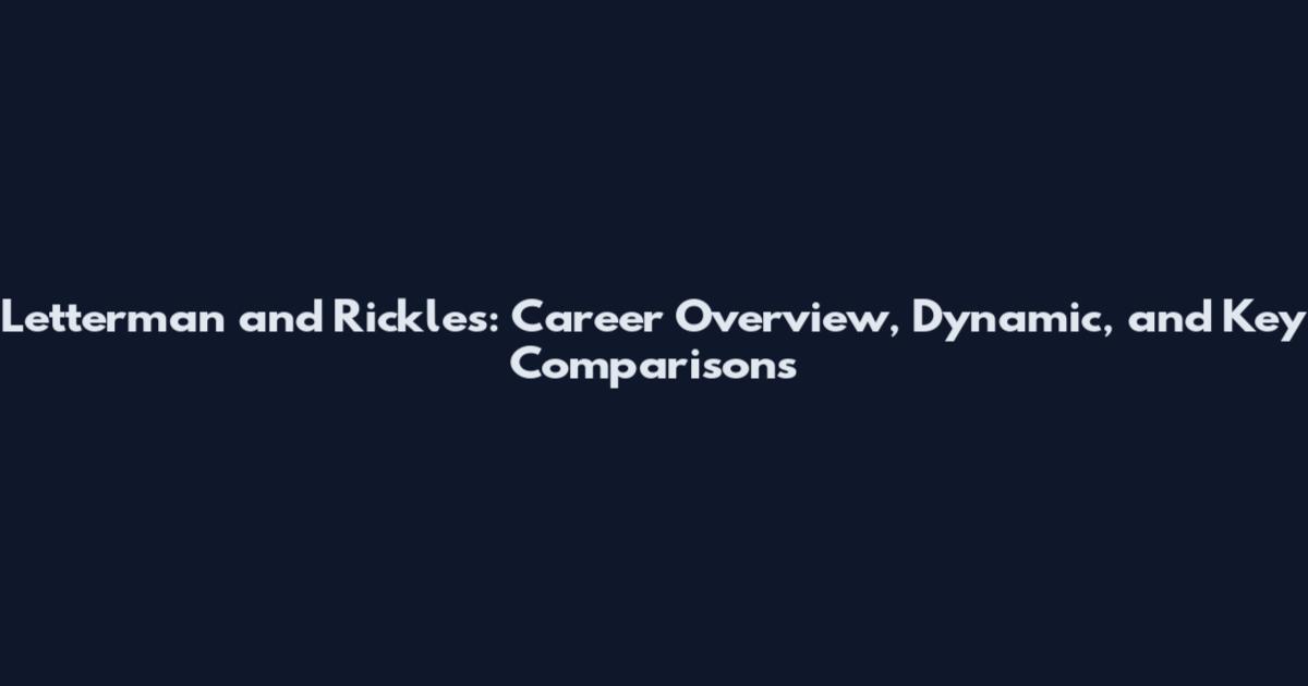 Letterman and Rickles: Career Overview, Dynamic, and Key Comparisons