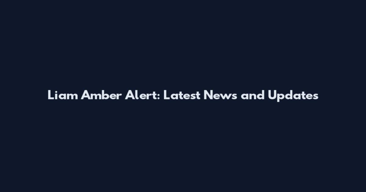 Liam Amber Alert: Latest News and Updates