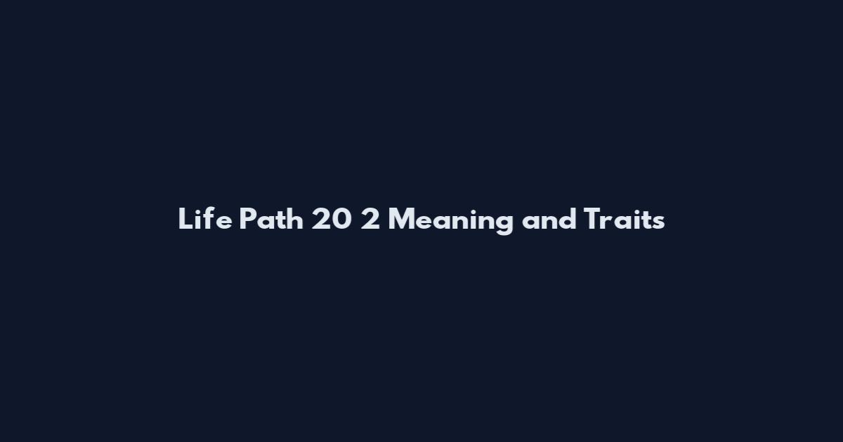 Life Path 20 2 Meaning and Traits