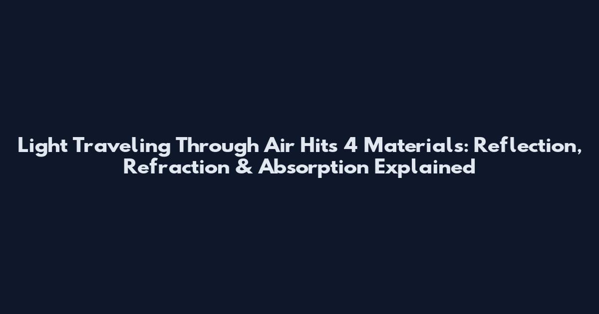 Light Traveling Through Air Hits 4 Materials: Reflection, Refraction & Absorption Explained