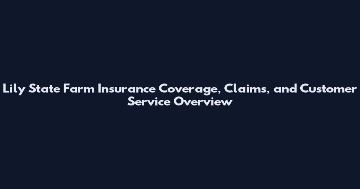 Lily State Farm Insurance Coverage, Claims, and Customer Service Overview
