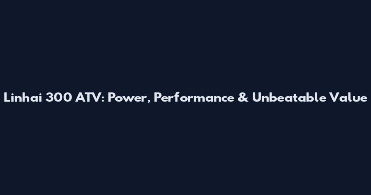 Linhai 300 ATV: Power, Performance & Unbeatable Value