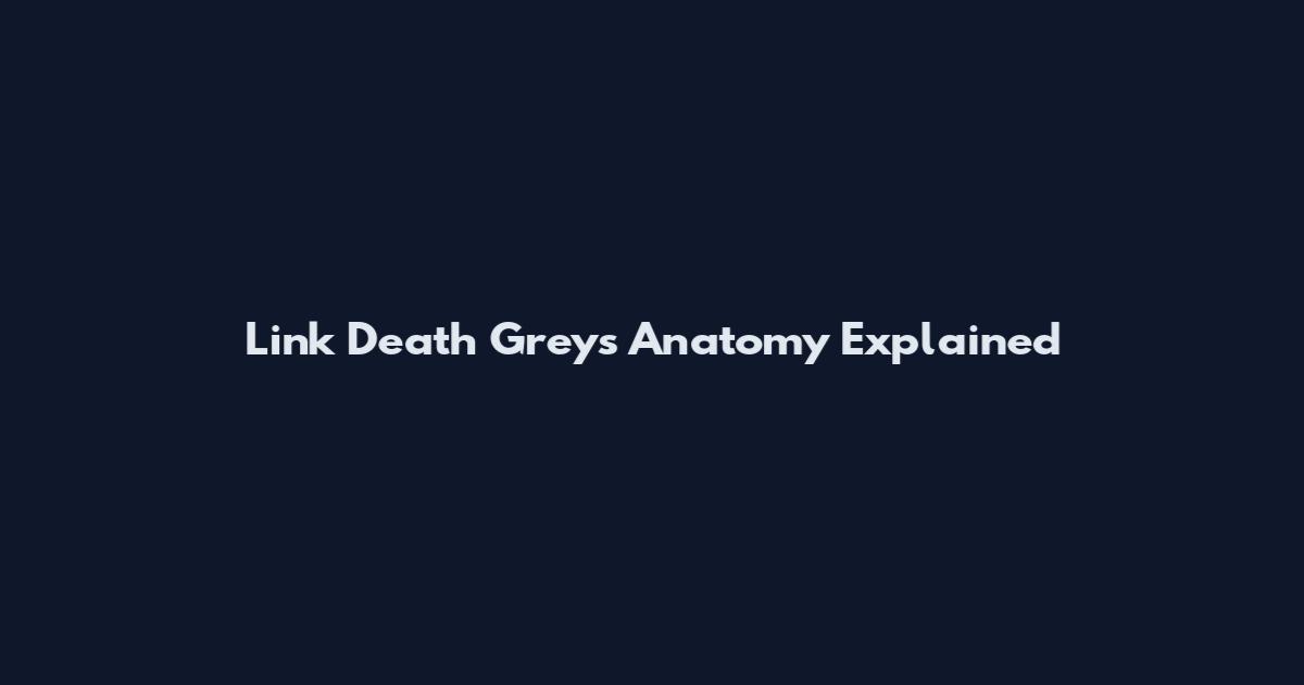 Link Death Grey's Anatomy Explained