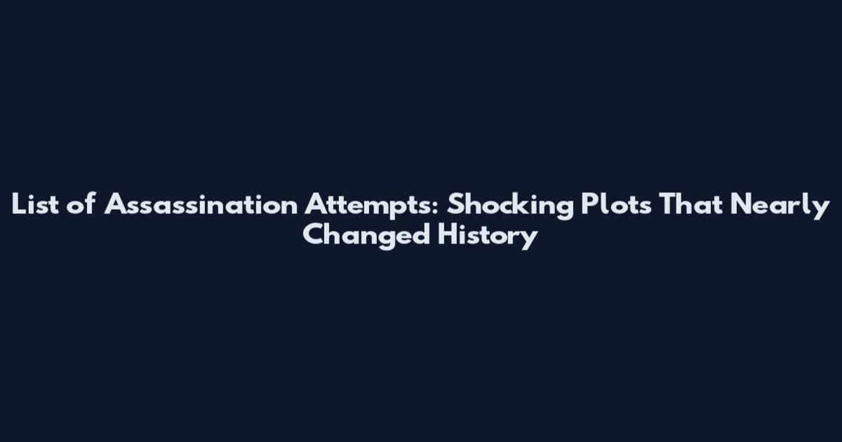 List of Assassination Attempts: Shocking Plots That Nearly Changed History