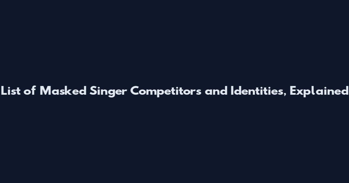List of Masked Singer Competitors and Identities, Explained