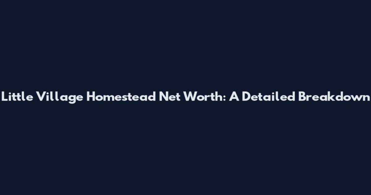 Little Village Homestead Net Worth: A Detailed Breakdown