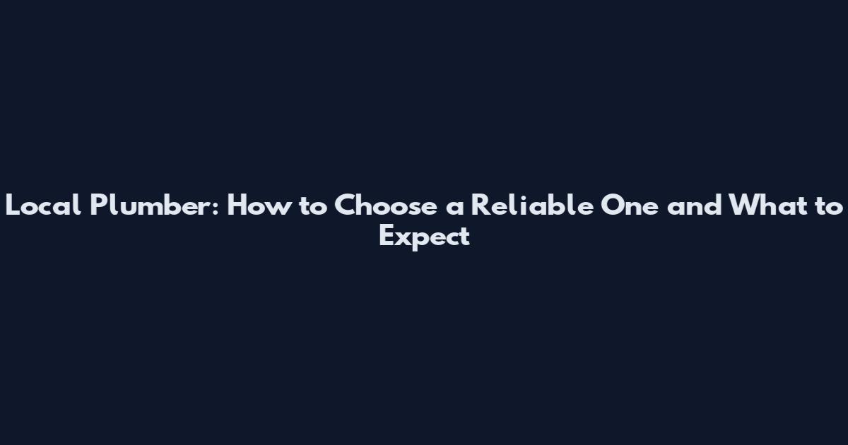Local Plumber: How to Choose a Reliable One and What to Expect