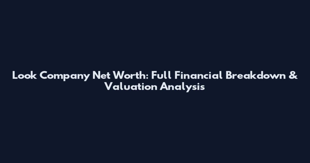 Look Company Net Worth: Full Financial Breakdown & Valuation Analysis