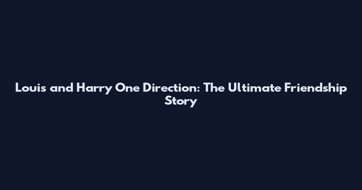 Louis and Harry One Direction: The Ultimate Friendship Story