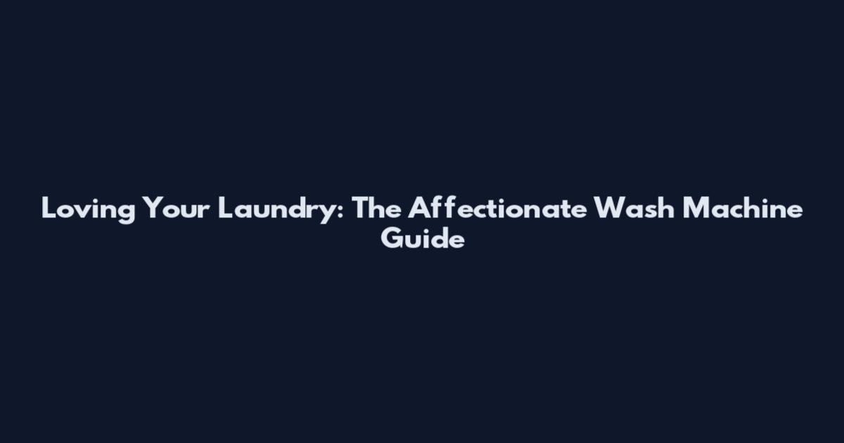 Loving Your Laundry: The Affectionate Wash Machine Guide