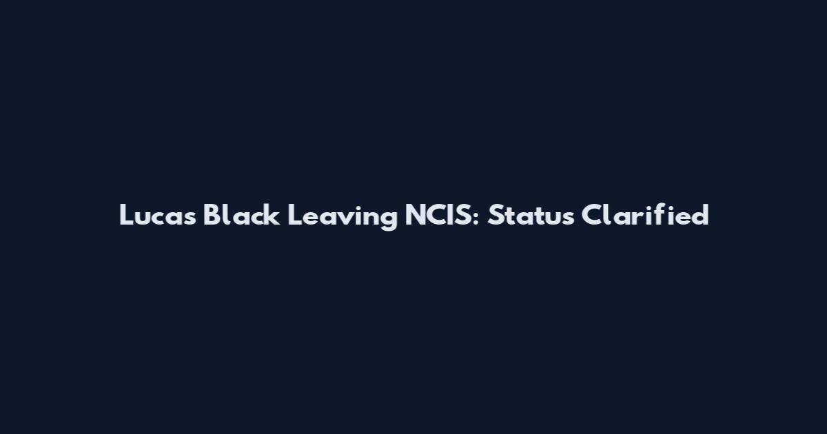 Lucas Black Leaving NCIS: Status Clarified