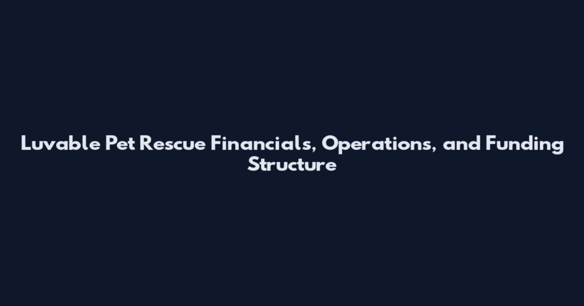 Luvable Pet Rescue Financials, Operations, and Funding Structure