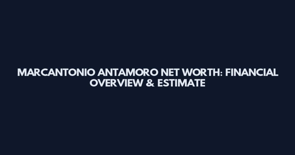 MARCANTONIO ANTAMORO NET WORTH: FINANCIAL OVERVIEW & ESTIMATE