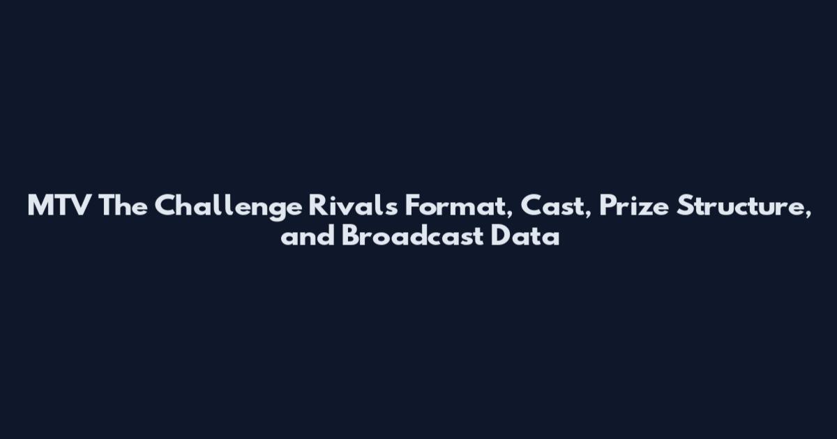 MTV The Challenge Rivals Format, Cast, Prize Structure, and Broadcast Data
