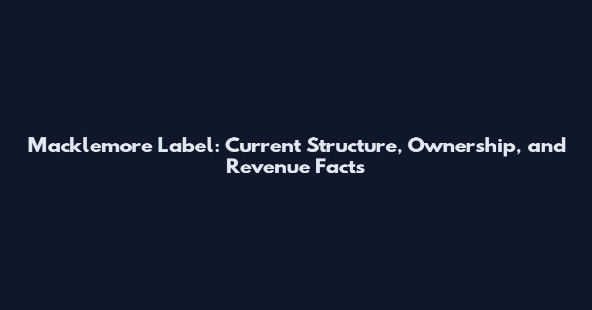 Macklemore Label: Current Structure, Ownership, and Revenue Facts