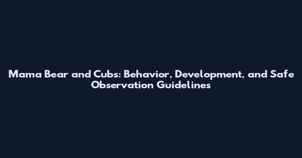 Mama Bear and Cubs: Behavior, Development, and Safe Observation Guidelines
