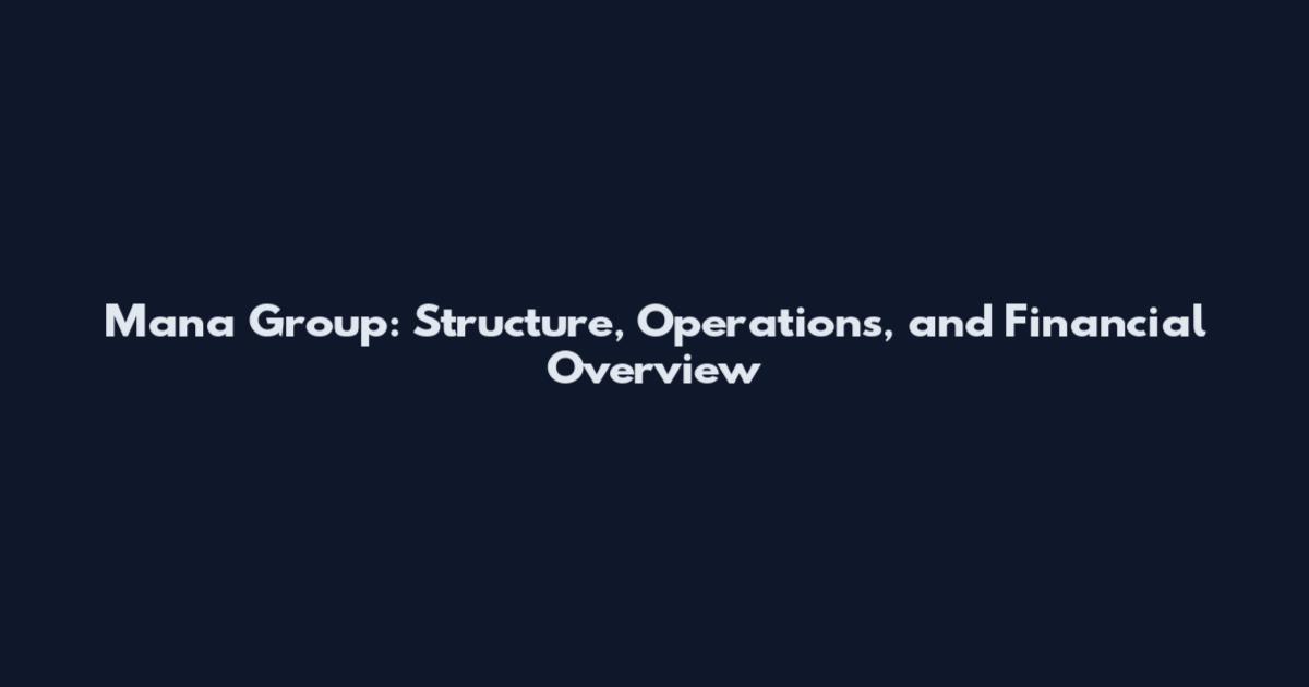 Mana Group: Structure, Operations, and Financial Overview