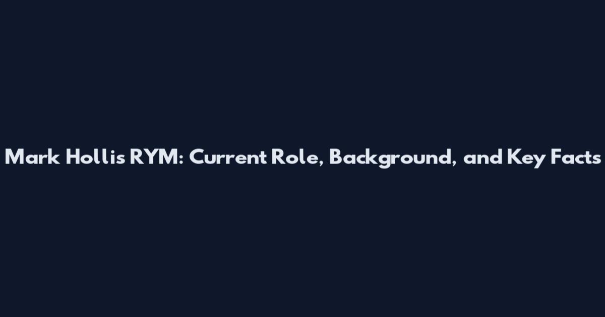 Mark Hollis RYM: Current Role, Background, and Key Facts