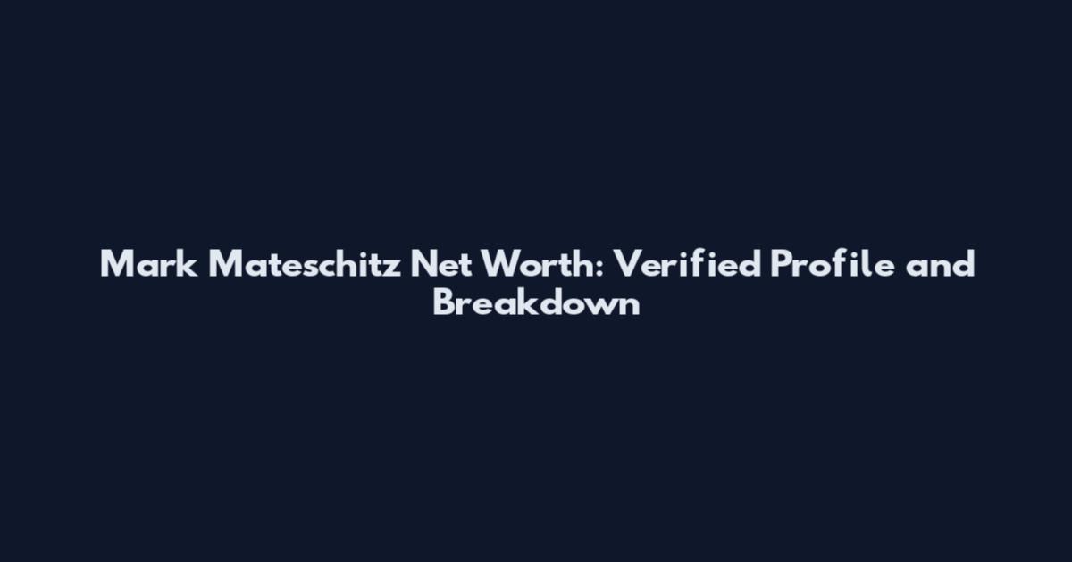 Mark Mateschitz Net Worth: Verified Profile and Breakdown