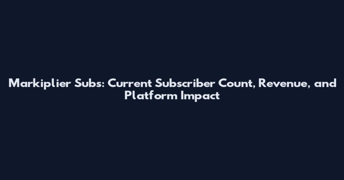 Markiplier Subs: Current Subscriber Count, Revenue, and Platform Impact