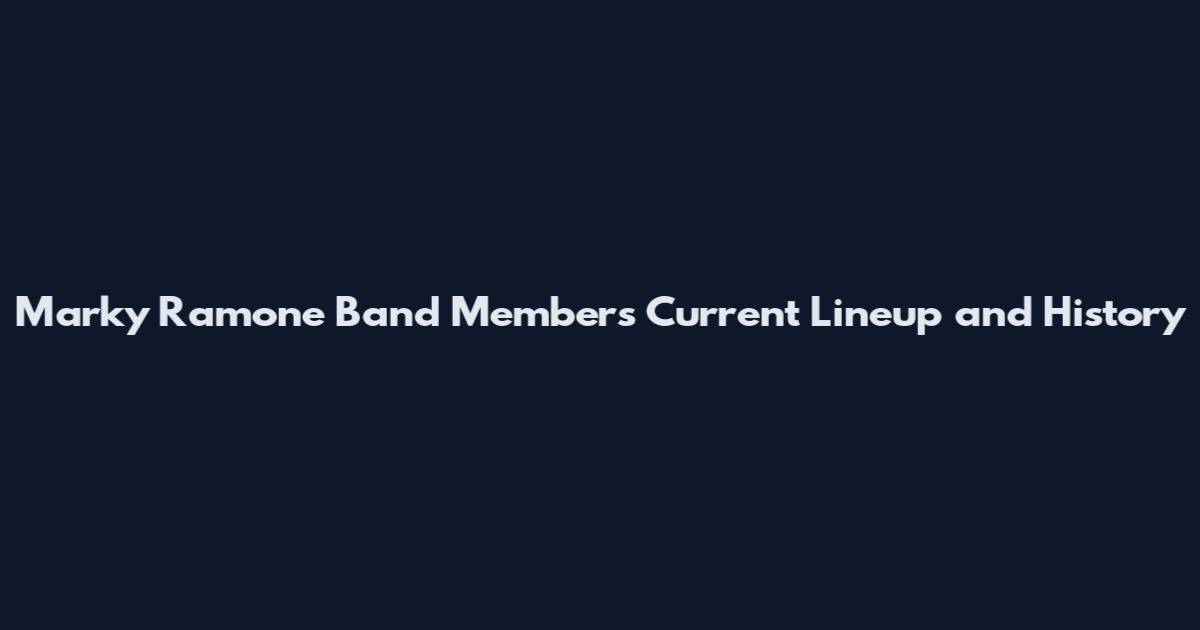 Marky Ramone Band Members Current Lineup and History