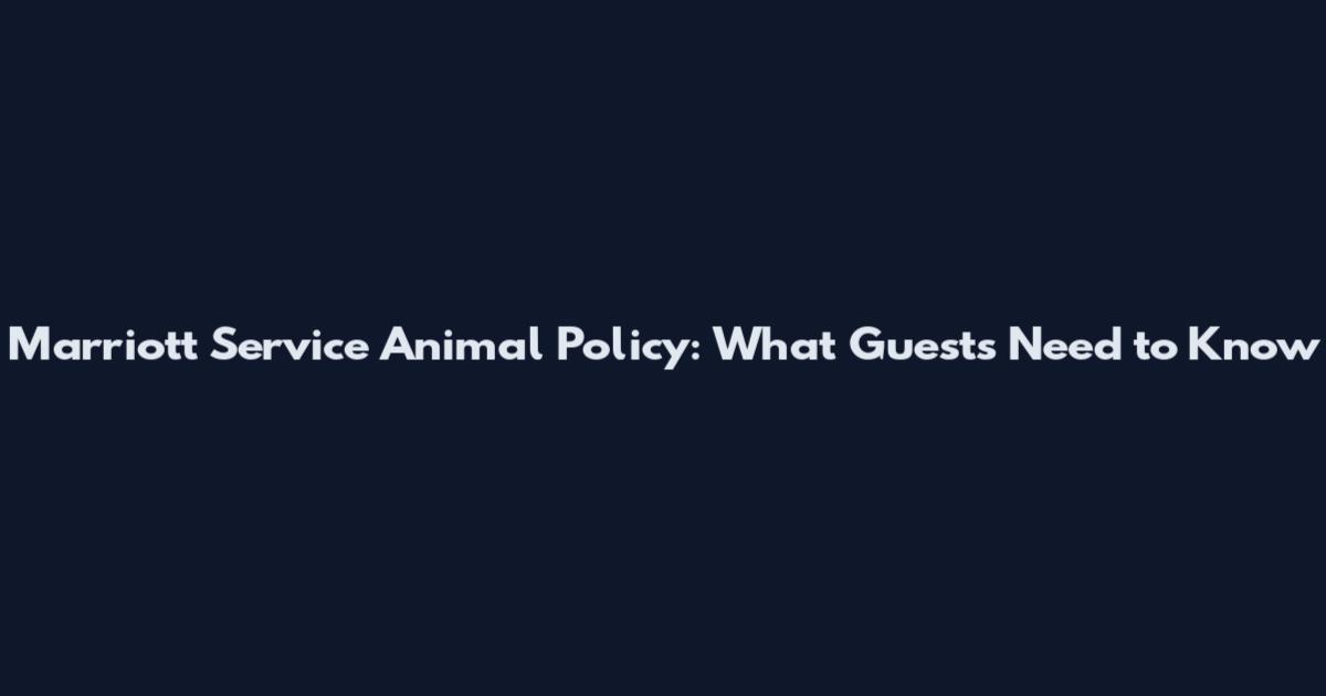 Marriott Service Animal Policy: What Guests Need to Know