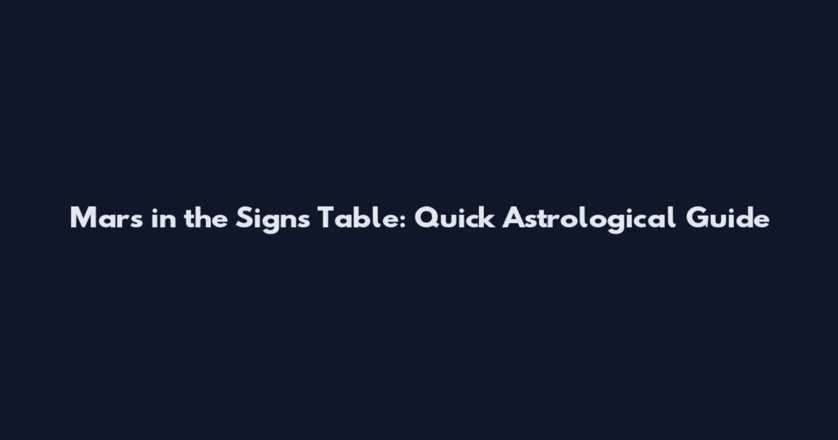 Mars in the Signs Table: Quick Astrological Guide