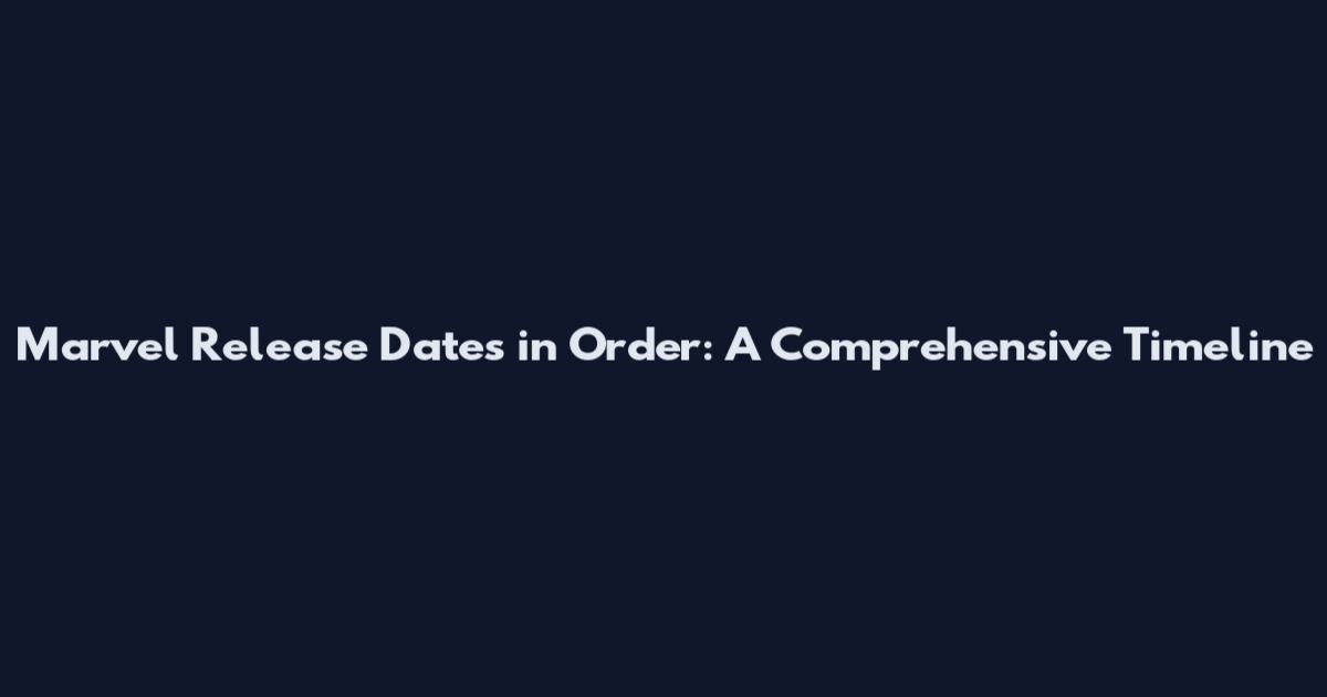 Marvel Release Dates in Order: A Comprehensive Timeline