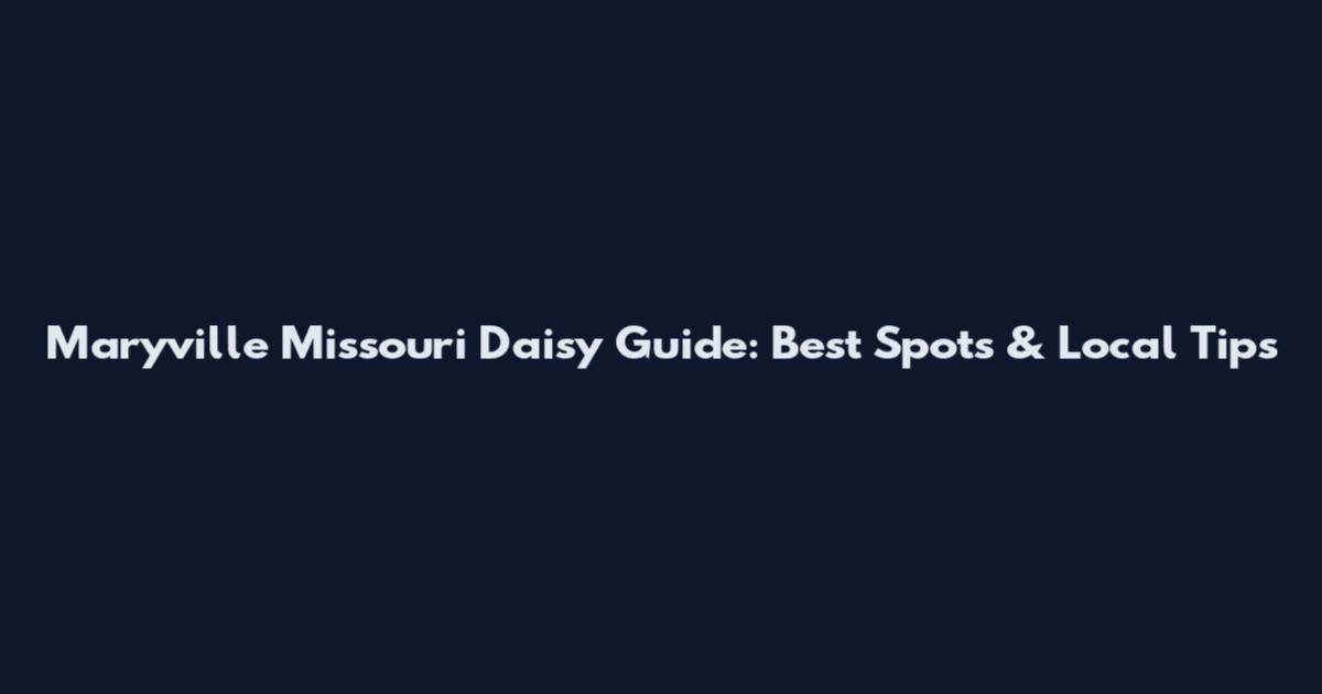 Maryville Missouri Daisy Guide: Best Spots & Local Tips