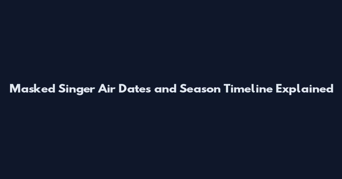 Masked Singer Air Dates and Season Timeline Explained