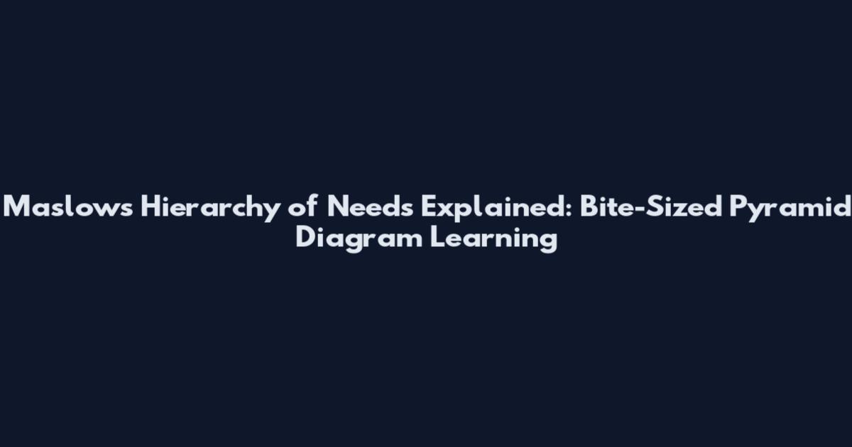 Maslow's Hierarchy of Needs Explained: Bite-Sized Pyramid Diagram Learning