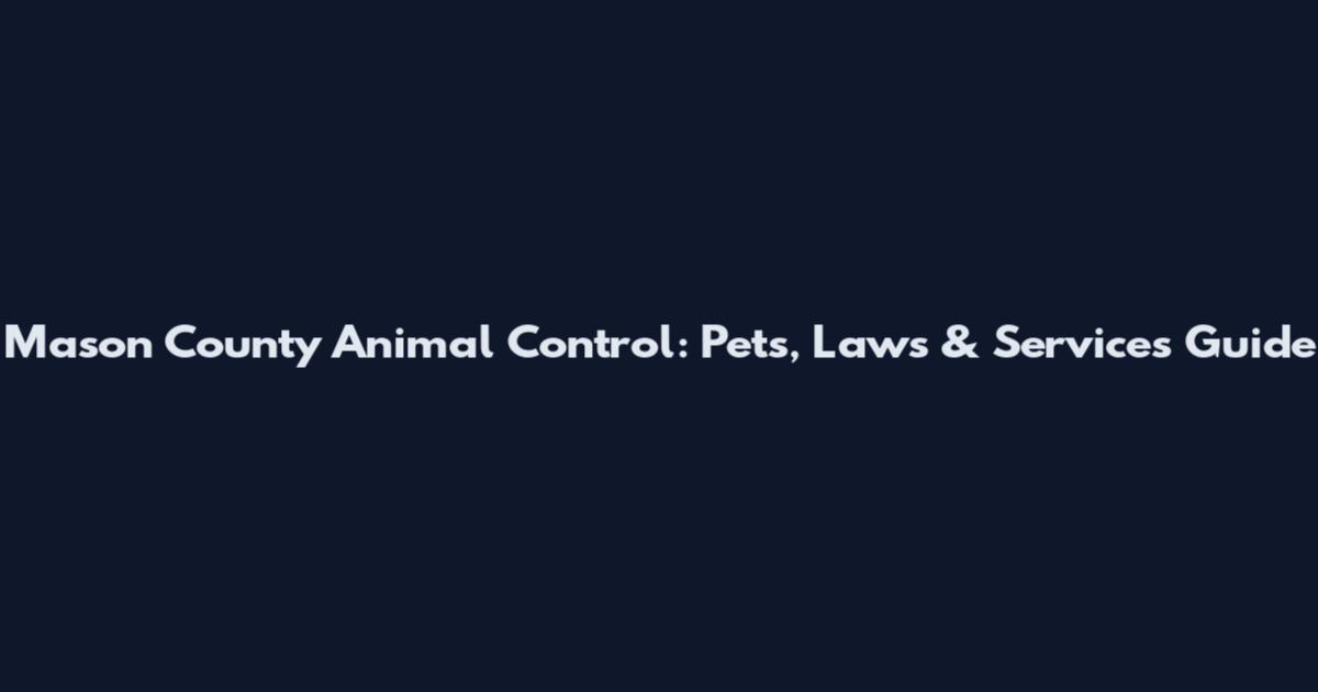 Mason County Animal Control: Pets, Laws & Services Guide