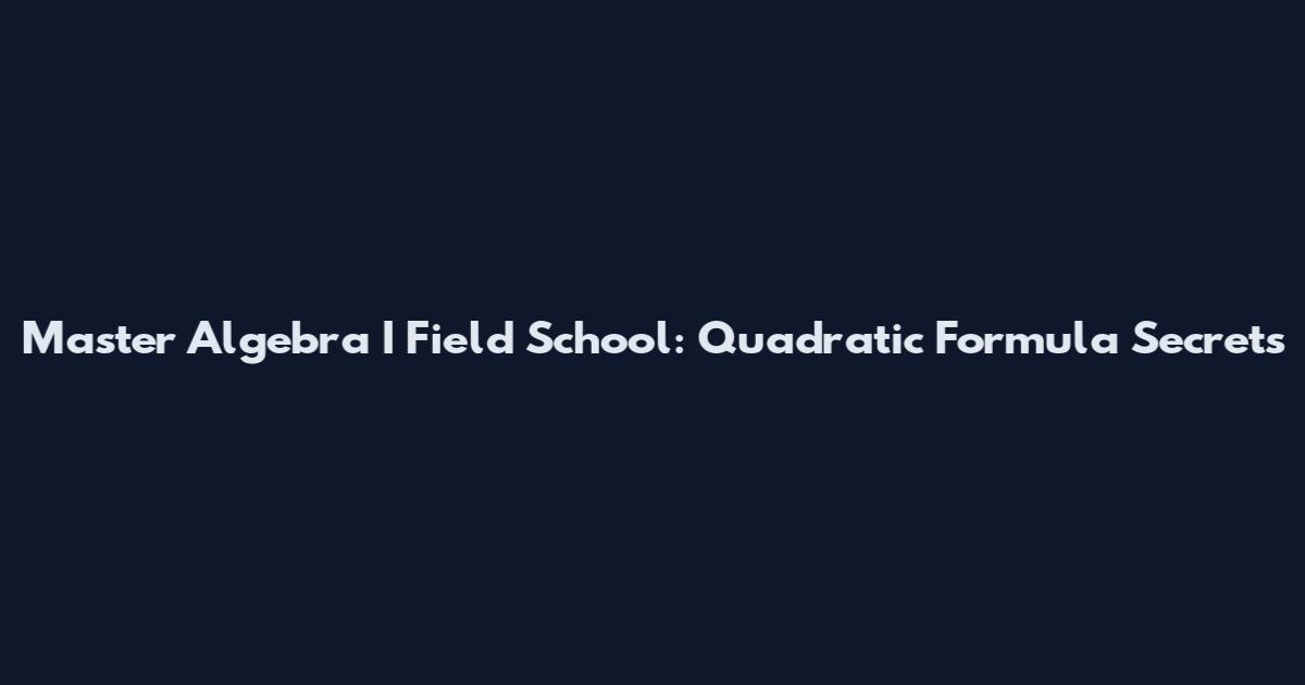 Master Algebra I Field School: Quadratic Formula Secrets