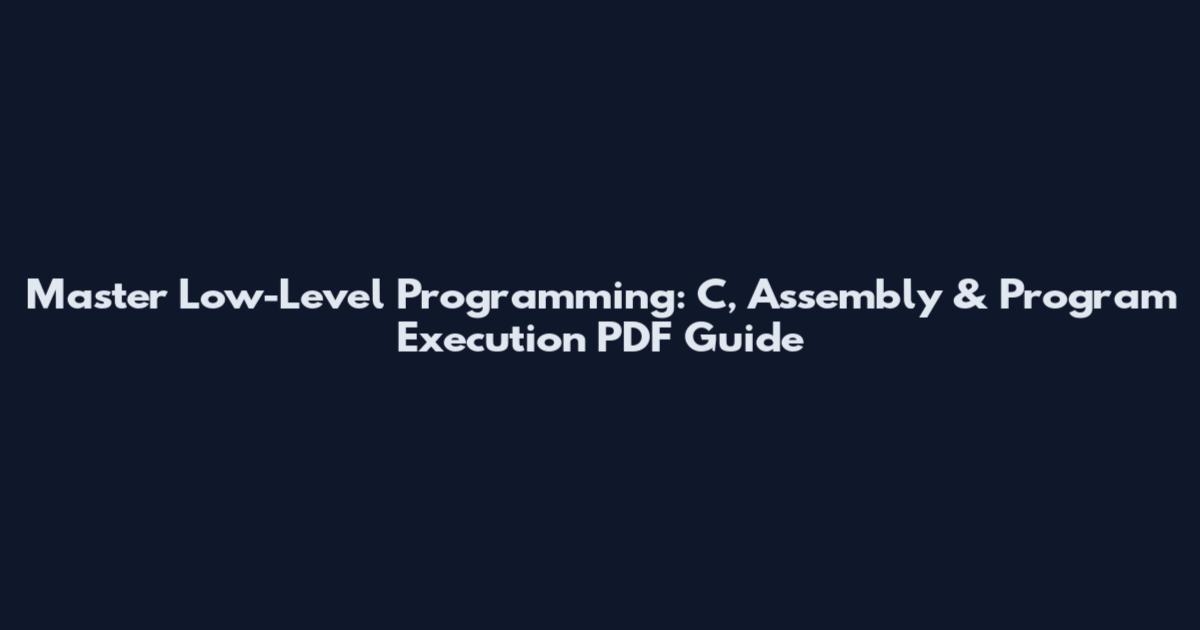 Master Low-Level Programming: C, Assembly & Program Execution PDF Guide